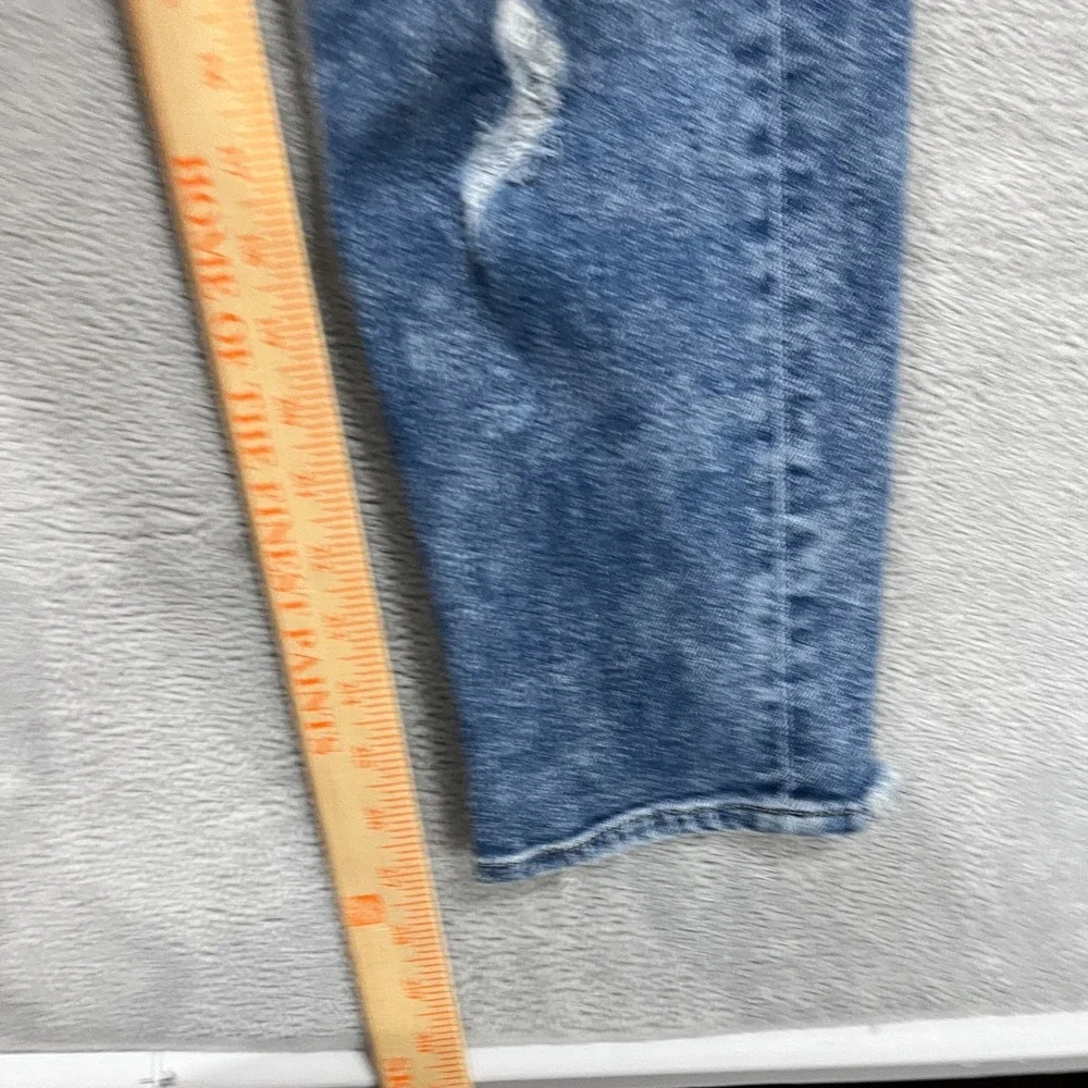 American Eagle Jeans Womens 8 Blue Mom Stretch High Rise Distressed Denim Skater